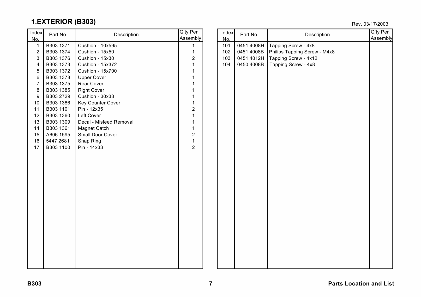 RICOH Options B303 LARGE-CAPACITY-TRAY Parts Catalog PDF download-4